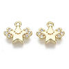 Brass Micro Pave Clear Cubic Zirconia Charms KK-S348-549-NF-1