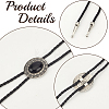 1Pc Alloy & Acrylic Imitation Synthetic Turquoise Oval Pendant Black PU Leather Cord Boho Tie Lariat Necklaces NJEW-GF0001-22-6