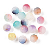 Frosted Baking Paint Crackle Glass Beads with Glitter Powder DGLA-T004-6mm-01A-1