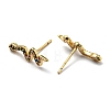 Left and Right Rack Plating Brass Snake Stud Earrings with Cubic Zirconia EJEW-D061-62G-2