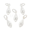 925 Sterling Silver Pave Clear Cubic Zirconia Feather Charms STER-A049-09S-1