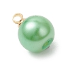 Baking Paint Pearlized Glass Pearl Round Charms PALLOY-JF04787-4