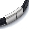 Men's Braided Black PU Leather Cord Bracelets BJEW-K243-54AS-3