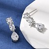 Teardrop Brass Micro Pave Clear Cubic Zirconia Dangle Stud Earrings EJEW-H180-14P-2