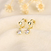 Heart Brass Clear Cubic Zirconia Hoop Earrings FS-WG767CD-01-1