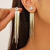 Cubic Zirconia Chains Tassel Earrings EJEW-P236-08G-3