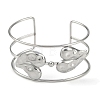 Non-Tarnish 304 Stainless Steel Wide Hollow Heart Open Cuff Bangles BJEW-Q348-02P-2