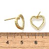 Heart Brass Micro Pave Cubic Zirconia Ear Studs EJEW-D304-40G-3