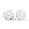 Polymer Clay Rhinestone Beads with Embossed Resin Roses RESI-T059-04M-2