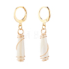 Teardrop Natural Trochid Shell Wire Wrapped Dangle Hoop Earrings for Women EJEW-JE04795-02-3