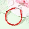 Dyed Natural Freshwater Shell Nuggets Beaded Anklets AJEW-AN00746-01-1