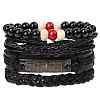 4Pcs Weave Imitation Leather Multi-strand Bracelets for Men WGB022D-09-1