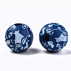 Printed Natural Wooden Beads WOOD-R270-11A-2