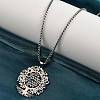 304 Stainless Steel Hollow Tree of Life Pendant Box Chain Necklaces NJEW-M086-04P-1