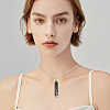 1Pc Natural Black Agate Bullet Macrame Pouch Pendant Alloy Chain Necklaces NJEW-PA0001-01E-5