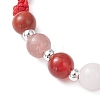 Natural White Moonstone & Red Jasper & Natural Carnelian & Dyed Strawberry Quartz Round Beads Braided Bead Bracelets for Women BJEW-JB12917-07-3