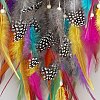 Natural Mixed Stone Chips & Woven Net/Web with Feather Hanging Ornaments HJEW-A013-03B-3