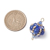 Dyed Natural Yellow Jade Round and Glass Seed Beaded Lantern Links Connector Charms PALLOY-MZ01176-04-2