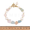 Raw Rough Natural Rose Quartz & Morganite Beaded Bracelets for Women BJEW-JB14295-4