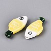 Hand Painted Fish Shaped Porcelain Beads PORC-N013-06J-2