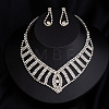 Alloy Crystal Rhinestone Chain Necklaces & Stud Dangle Earrings Sets FS-WG4CE3B-01-1