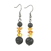3 Pairs 3 Styles Natural Gemstone Beaded Dangle Earrings EJEW-JE07091-4