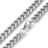 201 Stainless Steel Cuban Link Chain Necklace with 304 Stainless Steel Clasps for Men Women NJEW-M194-01C-P-3