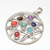 Mixed Shape Chakra Jewelry Brass Natural & Synthetic Mixed Stone Pendants KK-J298-M1-NR-2