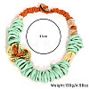Acrylic and CCB Plastic Ring Beaded Waxed Cord Necklaces for Women FS-WG50C40-01-4