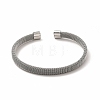 304 Stainless Steel Flat Mesh Chain Shape Open Cuff Bangle for Women BJEW-C033-09P-2