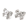 Bowknot Brass Micro Pave Clear Cubic Zirconia Stud Earrings EJEW-A040-08P-2