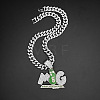 Hiphop Style Zinc Alloy Full Crystal Rhinestone Enamel Letter MG Green Money Bag Pendant Cuban Link Chain Necklaces for Men WGCD60A-02-2