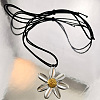 Two Tone 304 Stainless Steel Pendant Adjustable 2-Strand Black PU Leather Cord Necklaces for Women WG6EB49-01-1