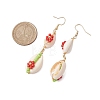 Cowrie Shell Flower Dangle Earrings EJEW-MZ00250-04-3