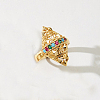 Geometric Brass Micro Pave Cubic Zirconia Geometric Open Cuff Rings for Women CG3156-6-1