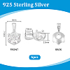 6Pcs 925 Sterling Silver Pave Clear Cubic Zirconia Flat Round Charms STER-PH0004-46P-3