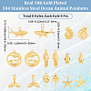 16Pcs 8 Styles Ocean Theme 304 Stainless Steel Pendants STAS-BBC0010-83-2