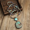 Bohemian Vintage Style Natural Shoushan Stone with Glass Pendant Necklaces FS-WG0BFE5-02-2