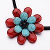 Perfect Dyed Natural Howlite Flower Pendant Necklaces NJEW-I201-07C-2