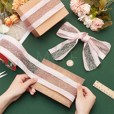 10 Yards Hot Stamping Polyester Satin Ribbons SRIB-WH0011-169A-1