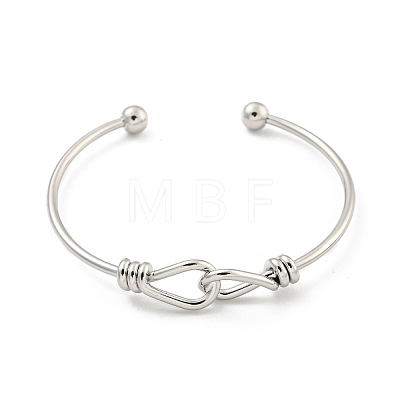 Cross Knot Brass Open Cuff Bangles for Women BJEW-G704-01P-1