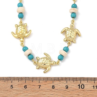 Ocean Dyed Synthetic Turquoise Beads & 304 Stainless Steel Link Chain Necklaces GG-NJEW-JN06337-02-1