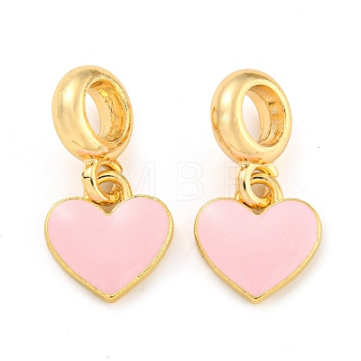 Rack Plating Alloy Enamel Heart European Dangle Charms FIND-B034-21G-01-1