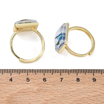 Brass Epoxy Cuff Open Rings for Women RJEW-K264-17G-1