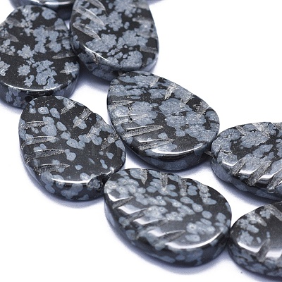 Natural Snowflake Obsidian Beads Strands G-K293-A05-B-1