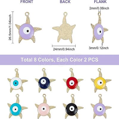 SUPERFINDINGS 16Pcs 8 Colors Alloy Enamel Pendants ENAM-FH0001-13LG-1