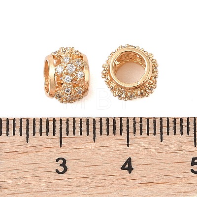 Hollowed Brass Micro Pave Clear Cubic Zirconia European Beads KK-B100-006G-1