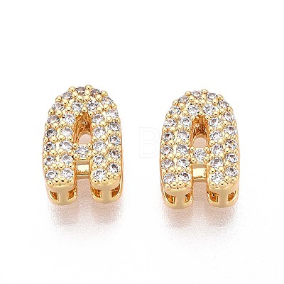 Brass Micro Pave Clear Cubic Zirconia Beads KK-T071-17G-A-1