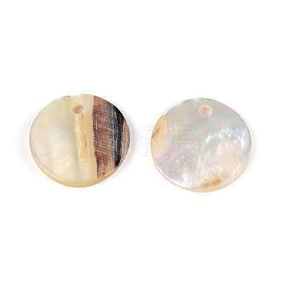 Natural Seashell Disc Charms SSHEL-N041-05-1