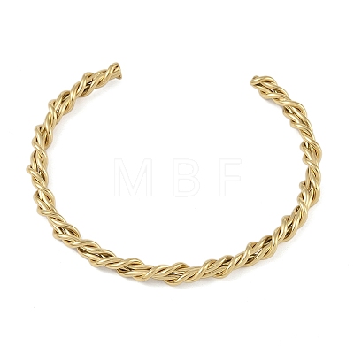 304 Stainless Steel Open Cuff Twisted Bangles for Women BJEW-G706-03G-1